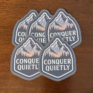 Conquer Quietly Mountain Design Stickers Set Of 5